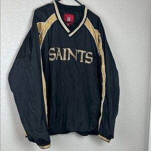 Saints Black and Gold Pullover Jacket Windbreaker Mens XXL